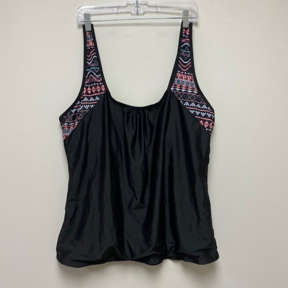 Shein Plus Size Geometric Print Ruched Tankini Top and Swim Shorts, size 3XL‎